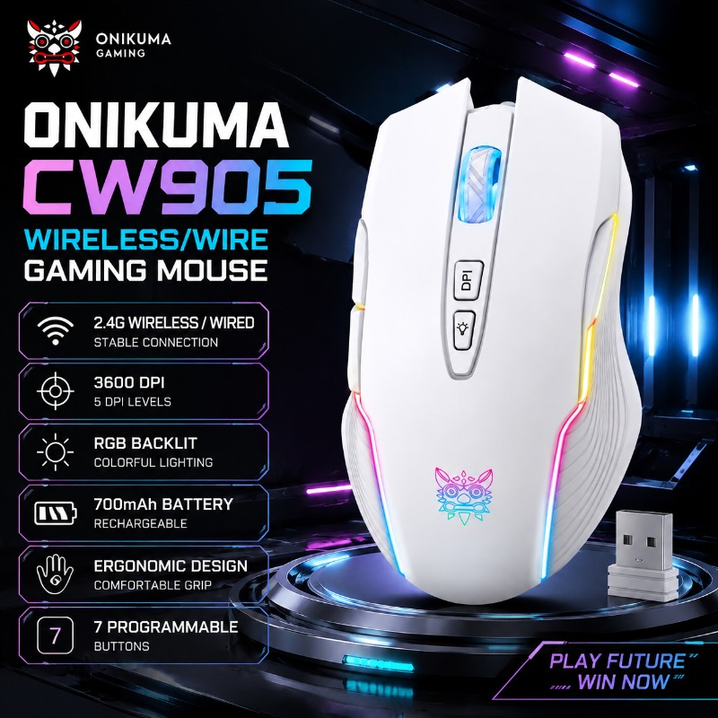 Es5 Esports Rgb Gaming Mouse - Беспроводная игровая мышь ONIKUMA CW905 2.4G,