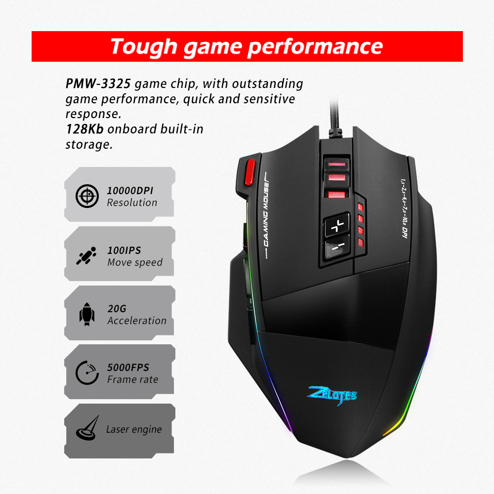 Проводная мышь ZELOTES C13, 10 – обзор и цена Es5 Esports Rgb Gaming Mouse